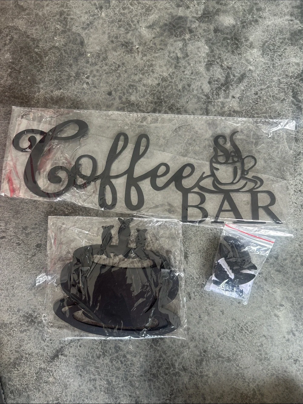 Coffee Bar Black Wall Sign - Script Metal Decor
